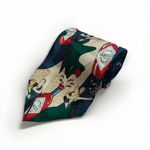 Tabasco Mens Silk Necktie Handmade USA Multicolor Party/‎ Dancing Silk